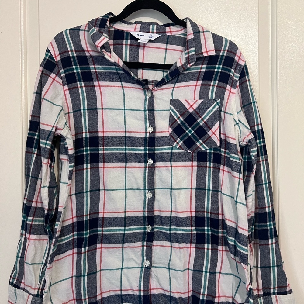 Old Navy Plaid Button Down Shirt - White, Green, Pink, Blue